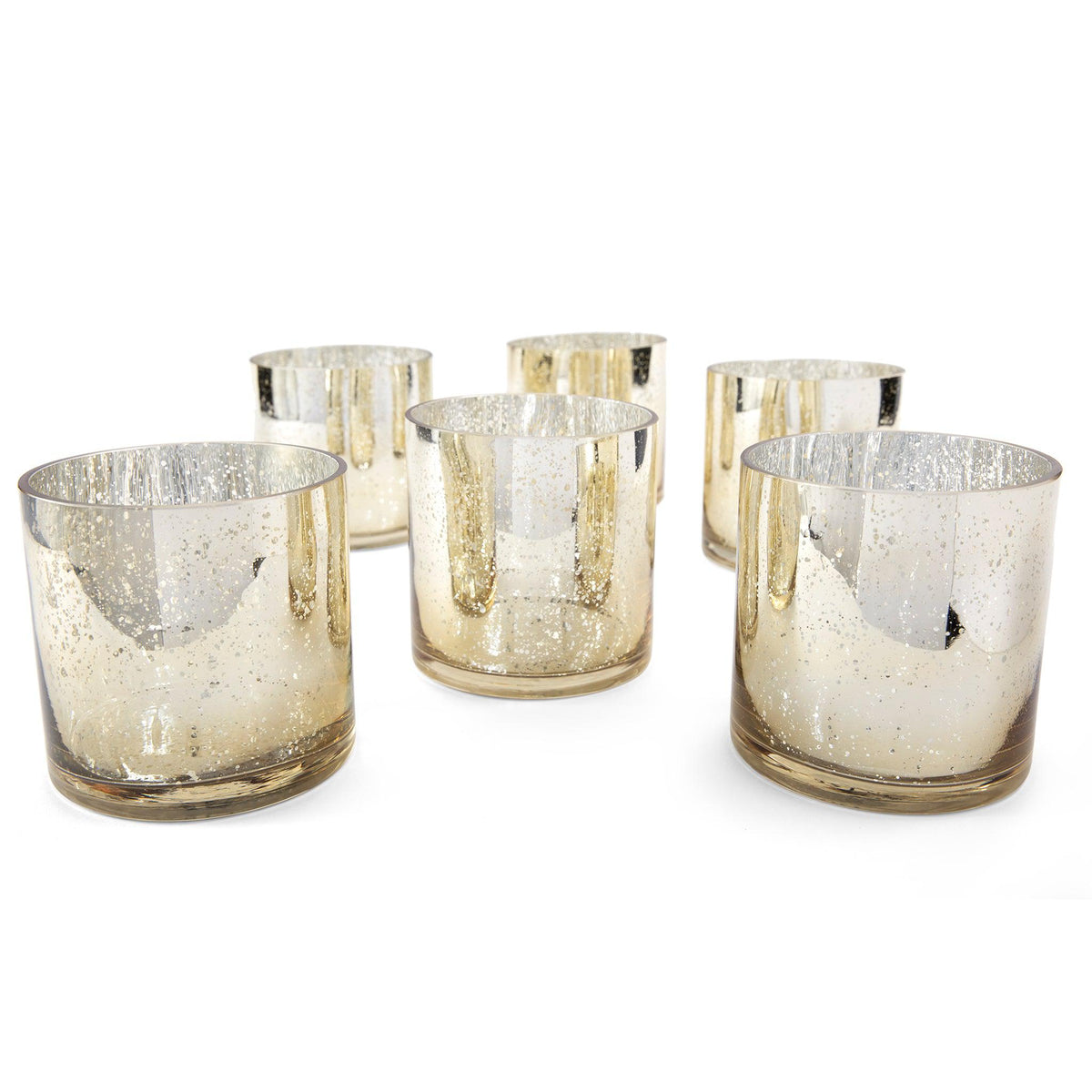 Set of 6 Mercury Glass Cylinder Vase | Short Floating Candle Centerpie