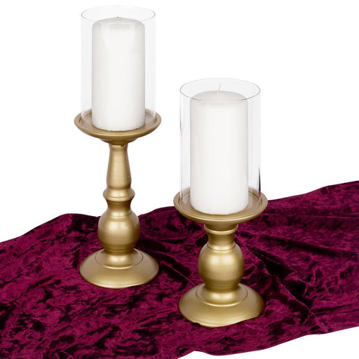 Set of 6 Metal Pillar Candle Holders with Hurricane Glass Included-Set of 6-Koyal Wholesale-Matte Gold-