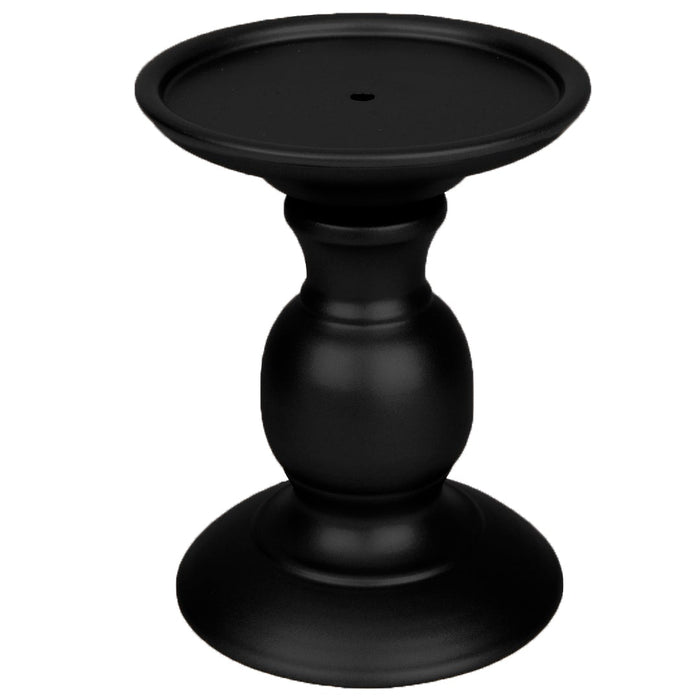 Set of 6 Metal Pillar Candle Holders with Hurricane Glass Included-Set of 6-Koyal Wholesale-Matte Black-