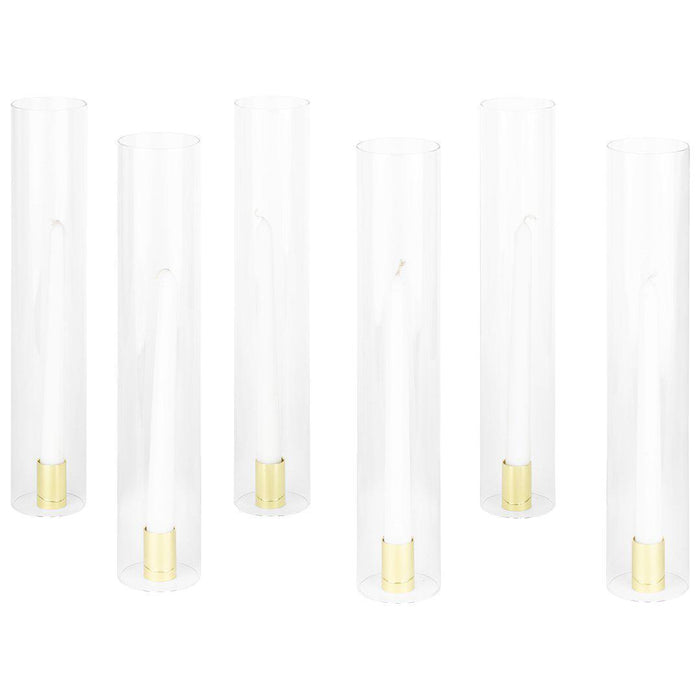 Set of 6 Minimalist Taper Candle Holders with Hurricane Glass for Weddings Centerpieces-Set of 6-Koyal Wholesale-