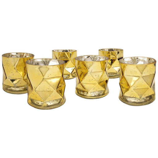 Set of 6 Modern Geometric Votive Candle Holders-Set of 6-Koyal Wholesale-Gold-