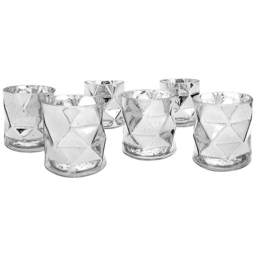 Set of 6 Modern Geometric Votive Candle Holders-Set of 6-Koyal Wholesale-Silver-