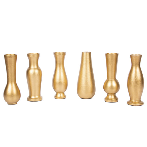 Set of 6 Modern Metal Bud Vases-Set of 6-Koyal Wholesale-Gold-