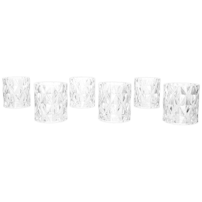 Set of 6 Modern Multifaceted Glass Candle Holders-Set of 6-Koyal Wholesale-Red-