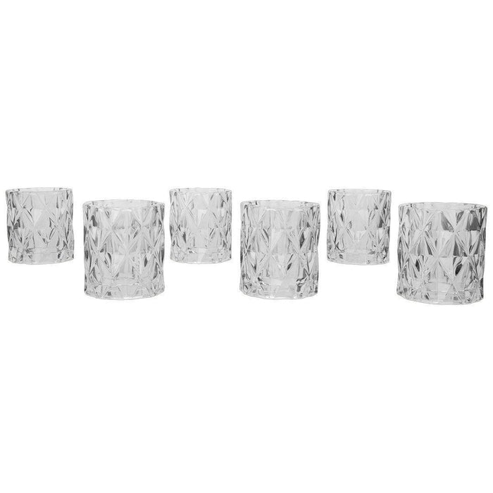 Set of 6 Modern Multifaceted Glass Candle Holders-Set of 6-Koyal Wholesale-Red-