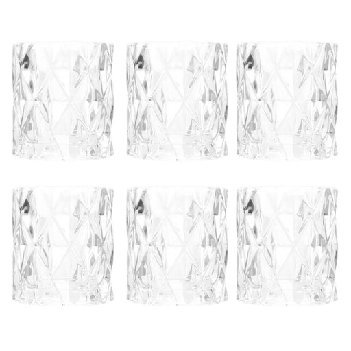 Set of 6 Modern Multifaceted Glass Candle Holders-Set of 6-Koyal Wholesale-Clear-