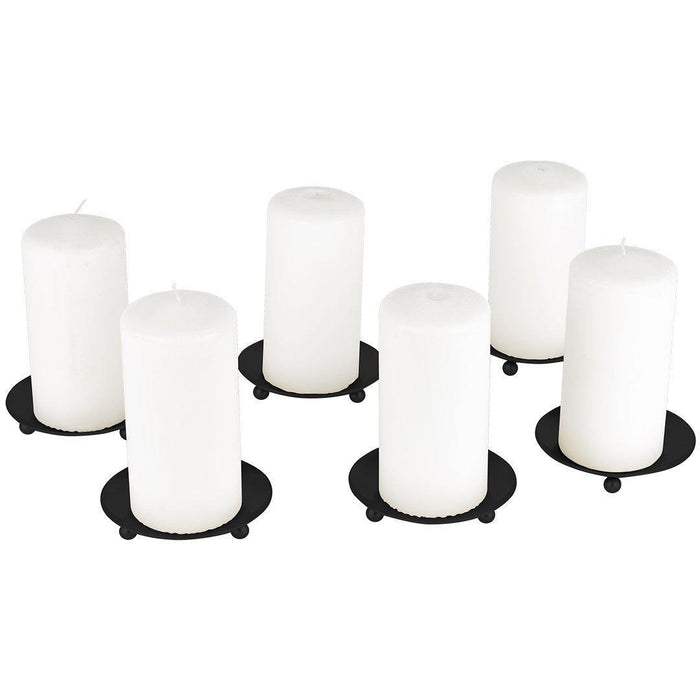 Set of 6 Pillar Candle Holders Iron Plate-Set of 6-Koyal Wholesale-Gold-