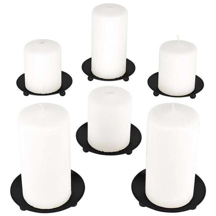 Set of 6 Pillar Candle Holders Iron Plate-Set of 6-Koyal Wholesale-Gold-