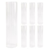 Set of 6 Ribbed Clear Hurricane Glass Cylinder Candleholder Chimney Tube-Set of 6-Koyal Wholesale-2.55" x 10"-