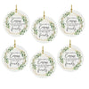 Set of 6 Round Porcelain Bulk Pack Christmas Tree Ornament Keepsake Gift-Set of 6-Andaz Press-Greenery Floral - Cousins-