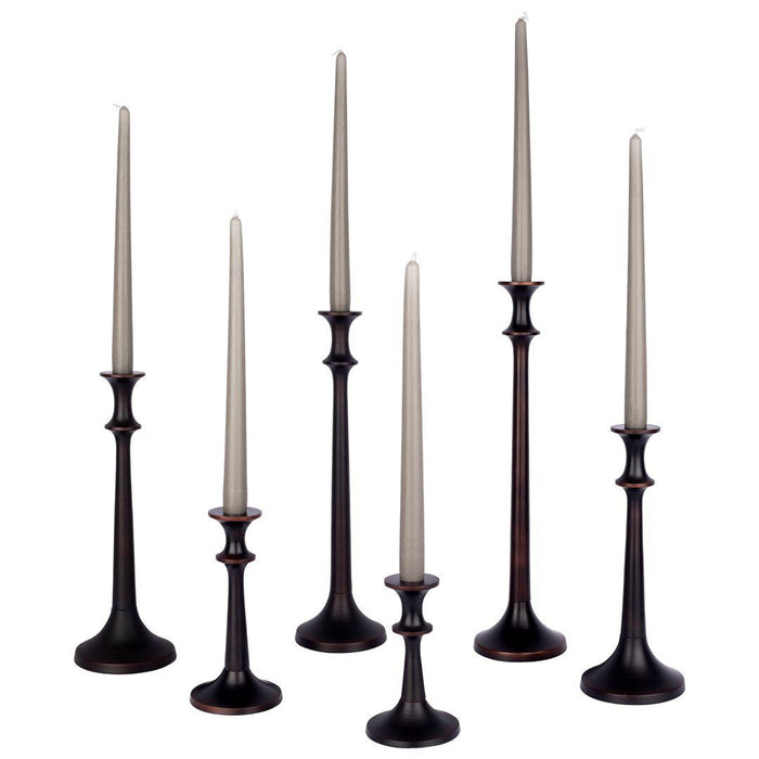 Set of 6 Rustic Antique Taper Candlestick Holders Assorted Candle Holders for Centerpieces-Set of 6-Koyal Wholesale-Bronze-