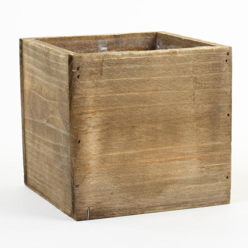 Set of 6 Shabby Brown Square Cube Wood Vase-Set of 6-Koyal Wholesale-4" x 4"-