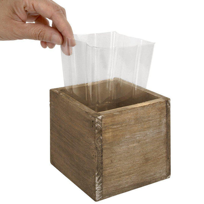 Set of 6 Shabby Brown Square Cube Wood Vase-Set of 6-Koyal Wholesale-4" x 4"-