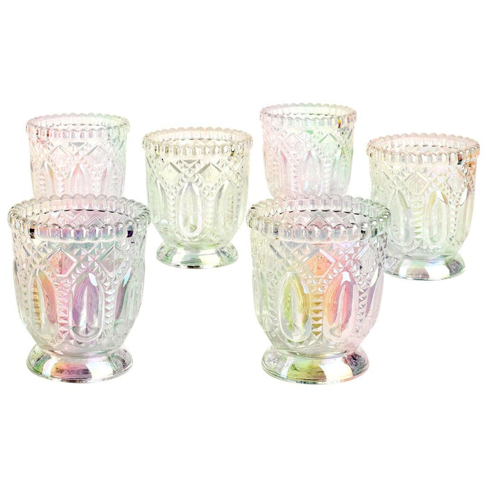 Set of 6 Vintage Glass Candle Holder Bulk Pack-Koyal Wholesale-Blush Pink-Set of 6-