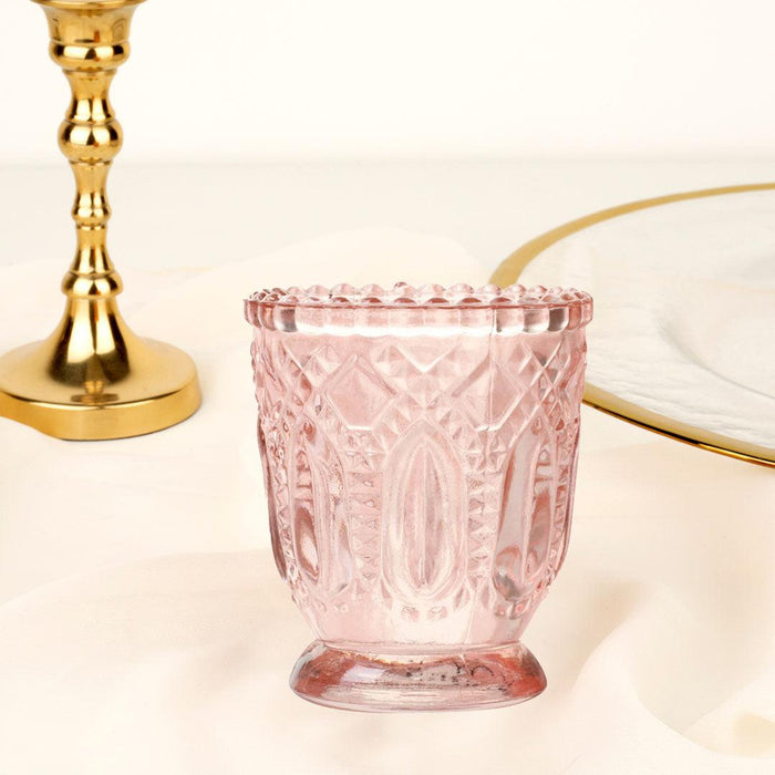 Set of 6 Vintage Glass Candle Holder Bulk Pack-Koyal Wholesale-Blush Pink-Set of 6-