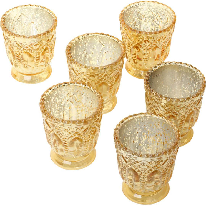 Set of 6 Vintage Glass Candle Holder Bulk Pack-Koyal Wholesale-Blush Pink-Set of 6-