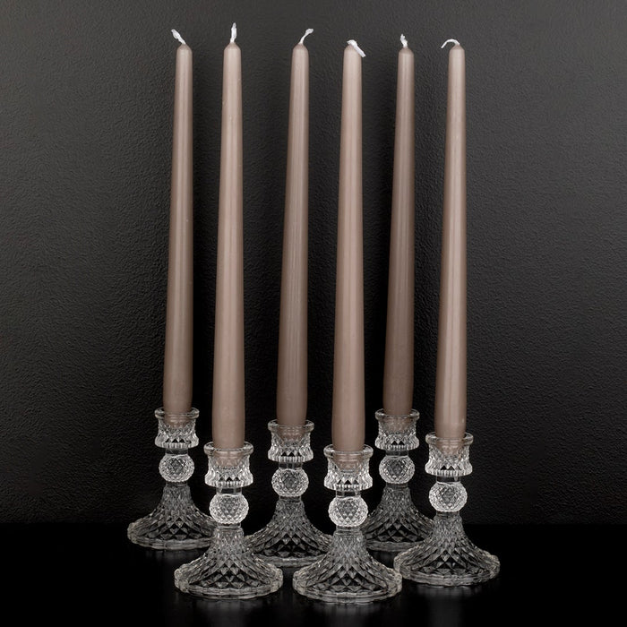 Set of 6 Vintage Glass Taper Candle Holders-Set of 6-Koyal Wholesale-Clear-