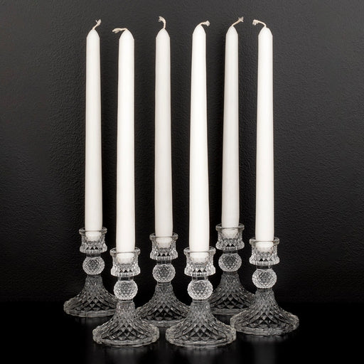 Set of 6 Vintage Glass Taper Candle Holders-Set of 6-Koyal Wholesale-Clear-