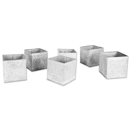 Set of 6 Zinc Metal Container Vases-Set of 6-Koyal Wholesale-5" x 5" x 5"-