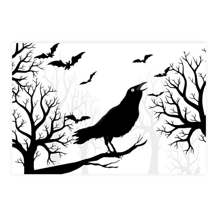 Set of 8 Halloween Disposable Cardstock Paper Placemats for Dining and Decor-Set of 8-Andaz Press-Chirping Crow-