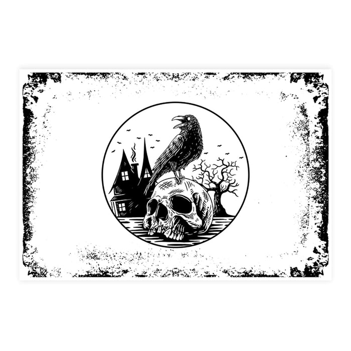 Set of 8 Halloween Disposable Cardstock Paper Placemats for Dining and Decor-Set of 8-Andaz Press-Crow's Nest-