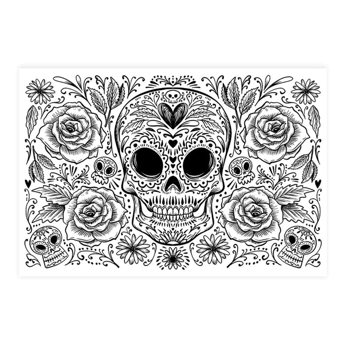 Set of 8 Halloween Disposable Cardstock Paper Placemats for Dining and Decor-Set of 8-Andaz Press-Day of the Dead-