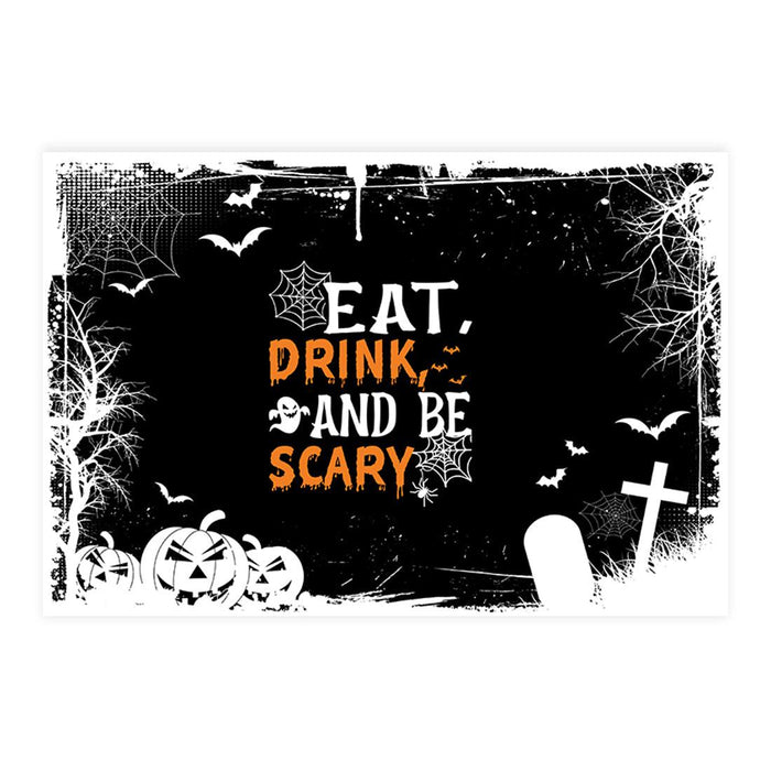 Set of 8 Halloween Disposable Cardstock Paper Placemats for Dining and Decor-Set of 8-Andaz Press-Eat Drink And Be Scary Cemetery-