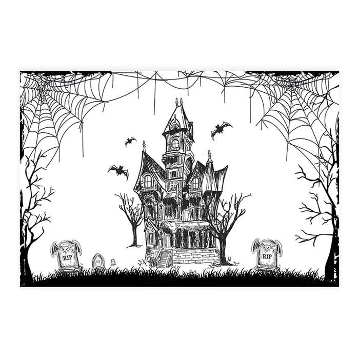 Set of 8 Halloween Disposable Cardstock Paper Placemats for Dining and Decor-Set of 8-Andaz Press-Haunting House of Shadows-