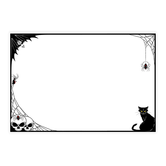 Set of 8 Halloween Disposable Cardstock Paper Placemats for Dining and Decor-Set of 8-Andaz Press-Mystical Black Cat-