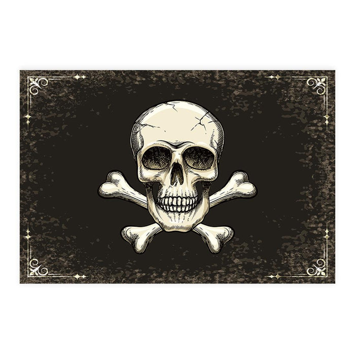 Set of 8 Halloween Disposable Cardstock Paper Placemats for Dining and Decor-Set of 8-Andaz Press-Skull and Crossbones-