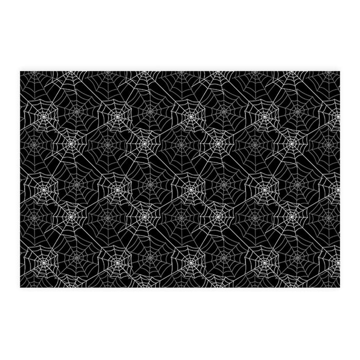 Set of 8 Halloween Disposable Cardstock Paper Placemats for Dining and Decor-Set of 8-Andaz Press-White and Gray Spiderwebs-