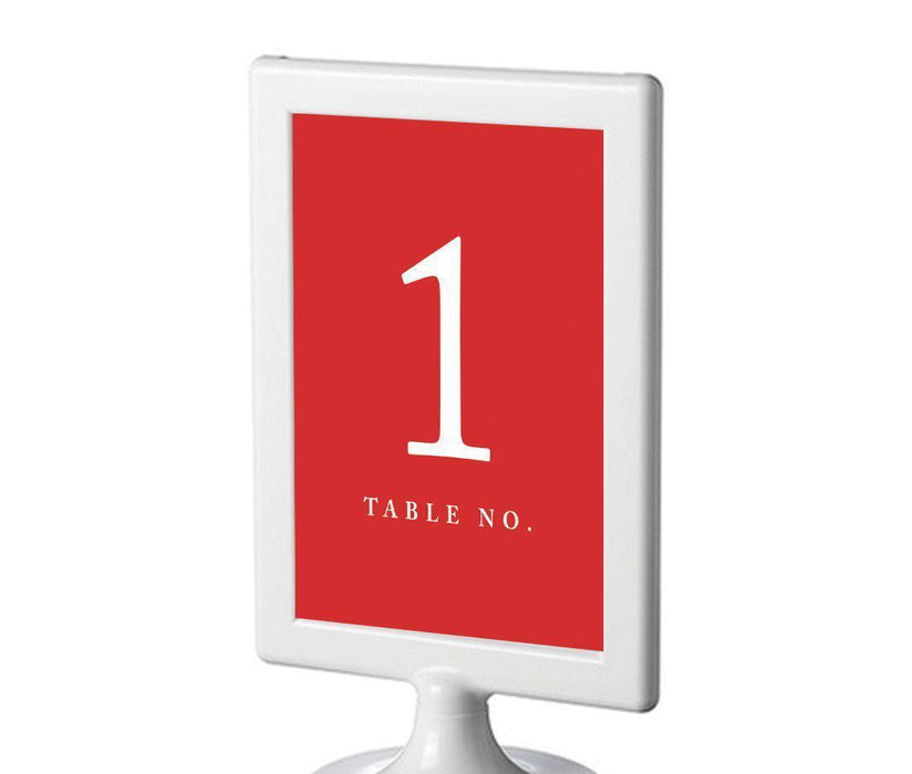 Set of 8 Pick Your Color Framed Double-Sided DIY Table Numbers-Set of 8-Andaz Press-Red-1-8-