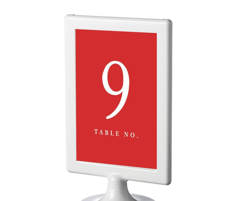 Set of 8 Pick Your Color Framed Double-Sided DIY Table Numbers-Set of 8-Andaz Press-Red-9-16-