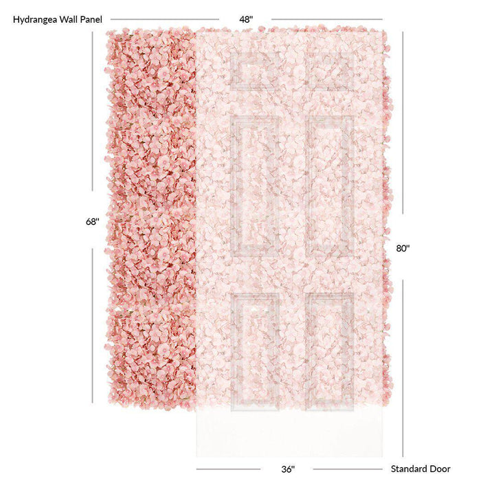 Set of 8 Silk Artificial Hydrangea Flower Wall Panels-Set of 8-Koyal Wholesale-White Cream-24" x 17" x 2.5" H-