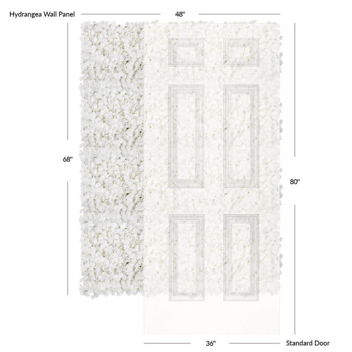 Set of 8 Silk Artificial Hydrangea Flower Wall Panels-Set of 8-Koyal Wholesale-White Cream-24" x 17" x 2.5" H-