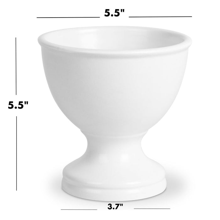 Set of 8 White Pedestal Footed Bowl Bulk Flower Vases-Koyal Wholesale-5.5" x 5.5"-