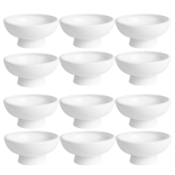 Set of 8 White Pedestal Footed Bowl Bulk Flower Vases-Koyal Wholesale-5.5" x 5.5"-