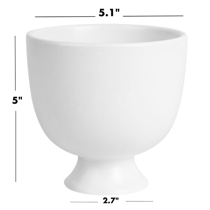 Set of 8 White Pedestal Footed Bowl Bulk Flower Vases-Koyal Wholesale-5.5" x 5.5"-