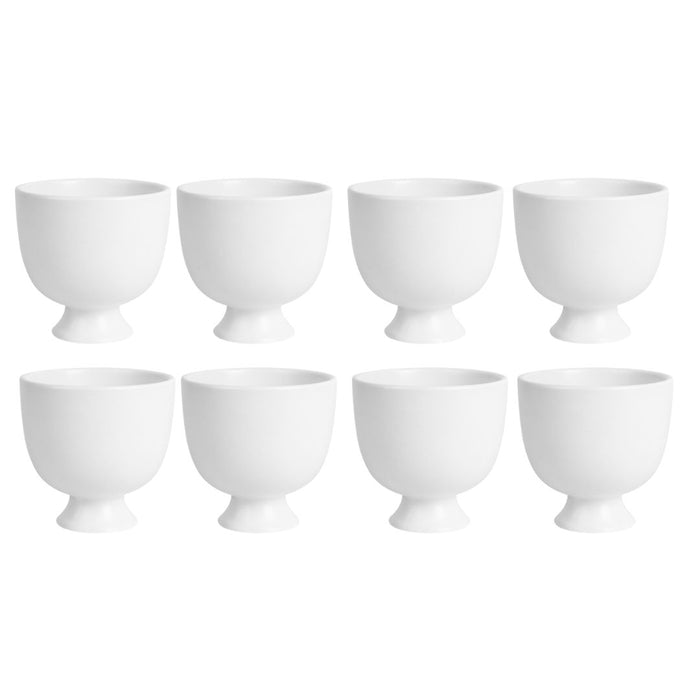 Set of 8 White Pedestal Footed Bowl Bulk Flower Vases-Koyal Wholesale-5.5" x 5.5"-