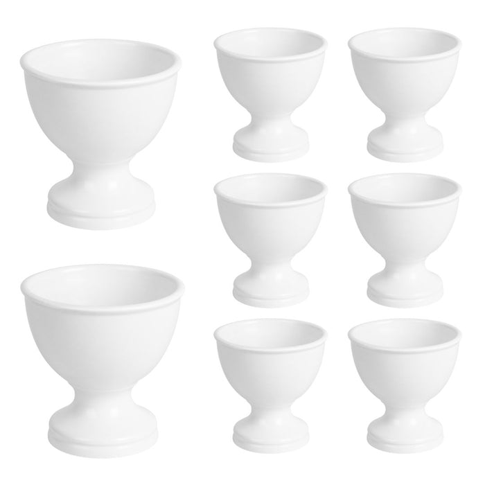 Set of 8 White Pedestal Footed Bowl Bulk Flower Vases-Koyal Wholesale-5.5" x 5.5"-