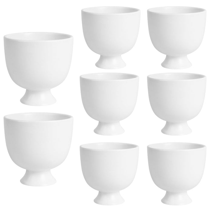 Set of 8 White Pedestal Footed Bowl Bulk Flower Vases-Koyal Wholesale-5.5" x 5.5"-