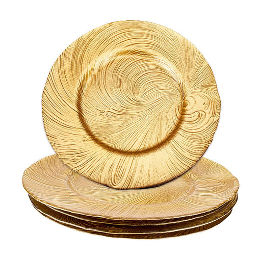 Swirl Glass Charger Plates-Set of 4-Koyal Wholesale-Gold-