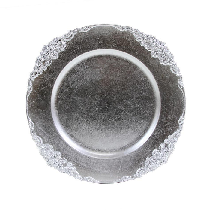 Vintage Charger Plates-Koyal Wholesale-Silver-Set of 4-