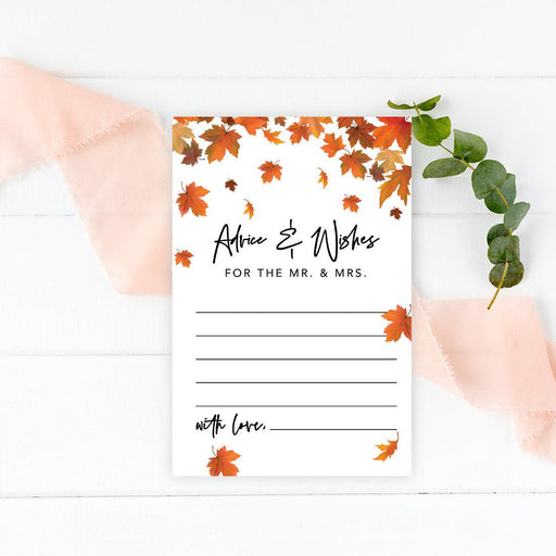 Wedding Advice & Well Wishes Guest Book Cards for Bride and Groom Design 1-Set of 56-Andaz Press-Autumn Fall Maple Leaves-