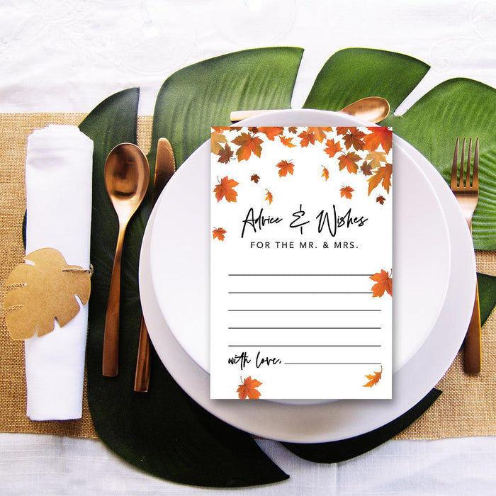 Wedding Advice & Well Wishes Guest Book Cards for Bride and Groom Design 1-Set of 56-Andaz Press-Autumn Fall Maple Leaves-