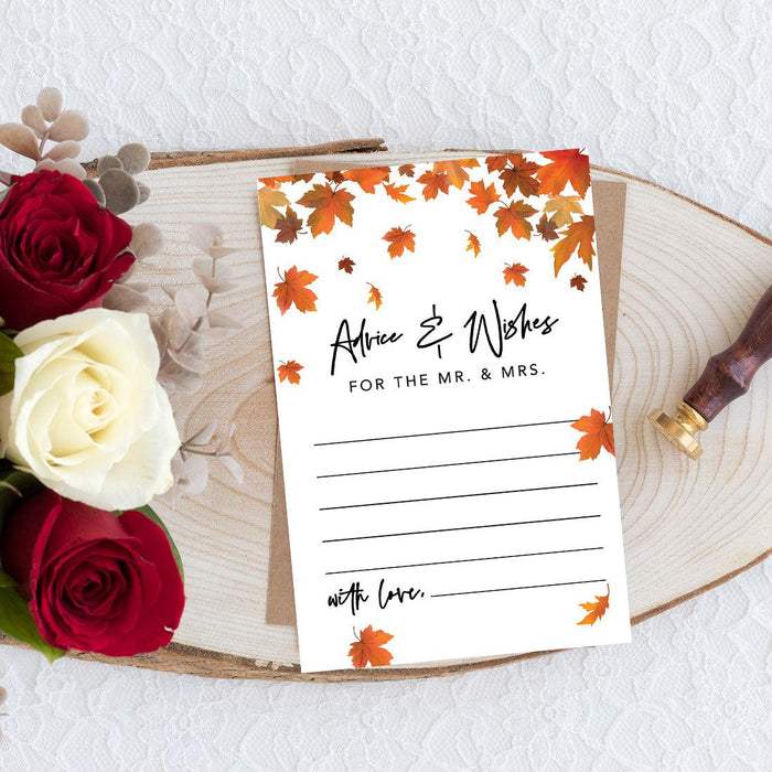 Wedding Advice & Well Wishes Guest Book Cards for Bride and Groom Design 1-Set of 56-Andaz Press-Autumn Fall Maple Leaves-