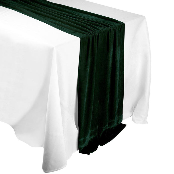 XL Premium Crushed Matte Velvet Table Runner, 20 x 120 Inch-Set of 1-Koyal Wholesale-Emerald Green-