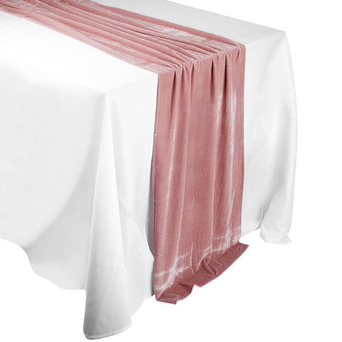 XL Premium Crushed Matte Velvet Table Runner, 20 x 120 Inch-Set of 1-Koyal Wholesale-Mauve-