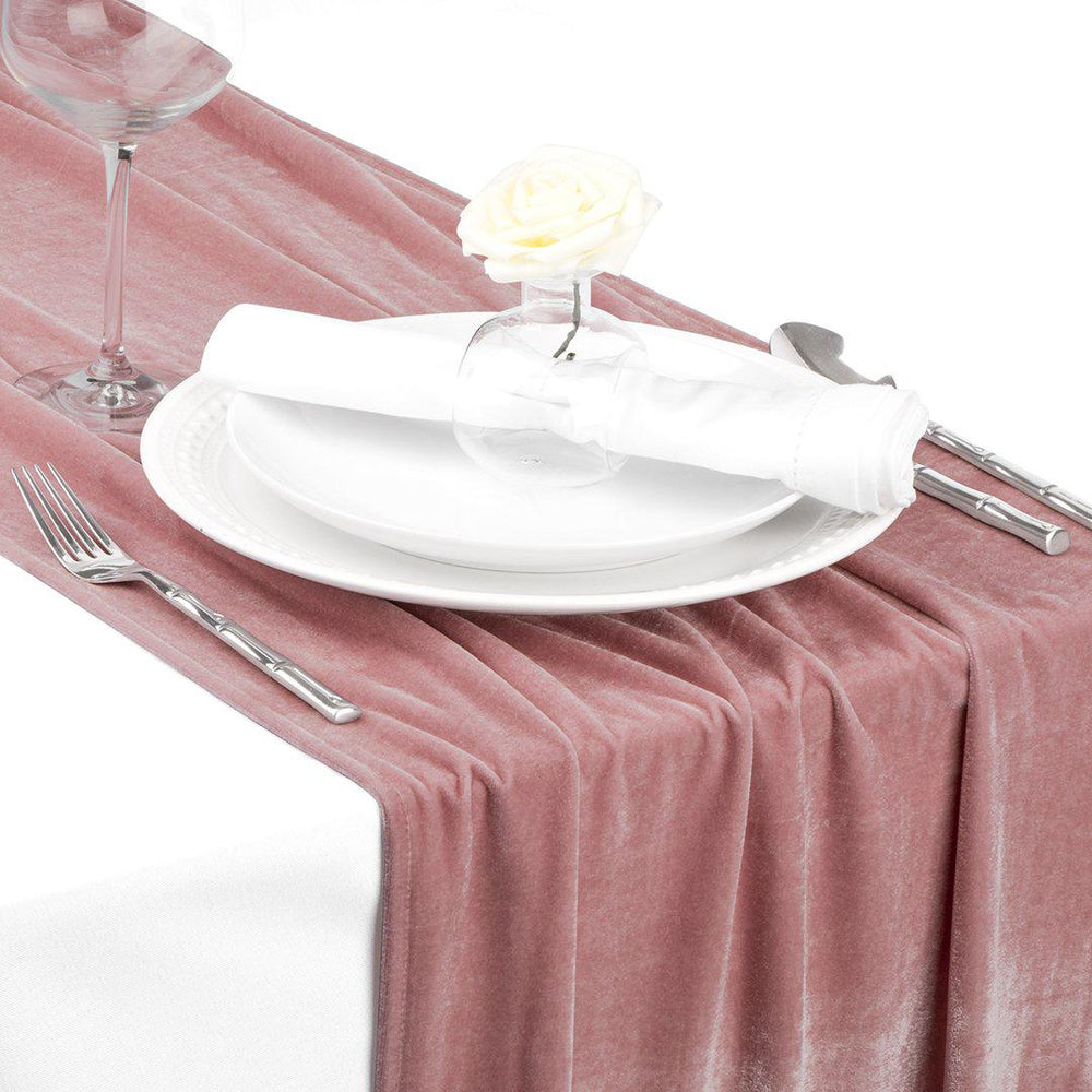 XL Premium Crushed Matte Velvet Table Runner, 20 x 120 Inch-Set of 1-Koyal Wholesale-Mauve-