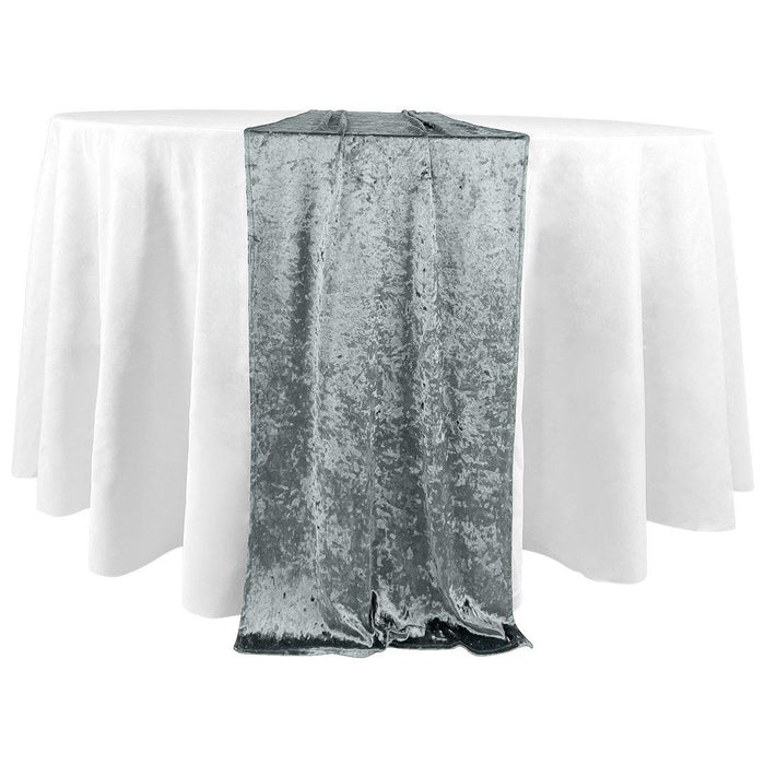 XL Premium Crushed Velvet Table Runner, 20 x 120 Inch-Set of 1-Koyal Wholesale-Gray-